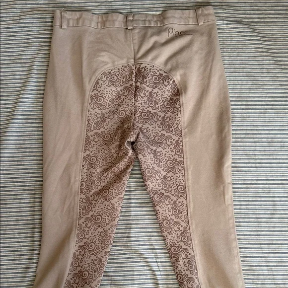 Piper by SmartPak Breeches Tan Paisley Silicone Grip Full Seat Riding Pants - Picture 13 of 16